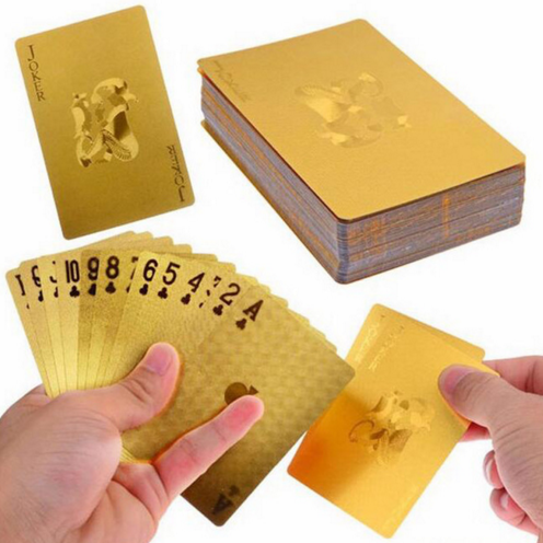 Durable Waterproof Plastic Playing Cards Gold Foil Poker