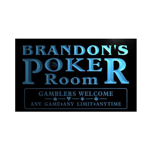 Brandon's Poker Room Custom Personalized Name Neon Sign