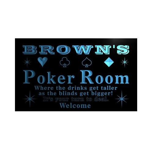 Brown's Poker Room Casino Custom Personalized Name Neon Sign